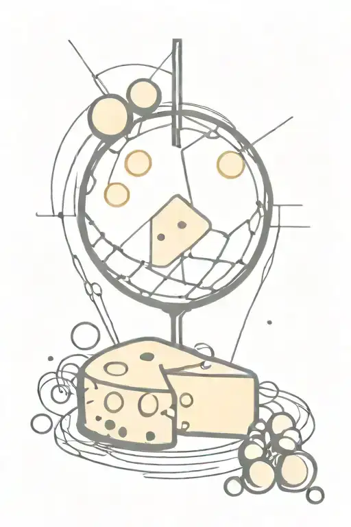 cheese wine mirrorball tattoo design idea