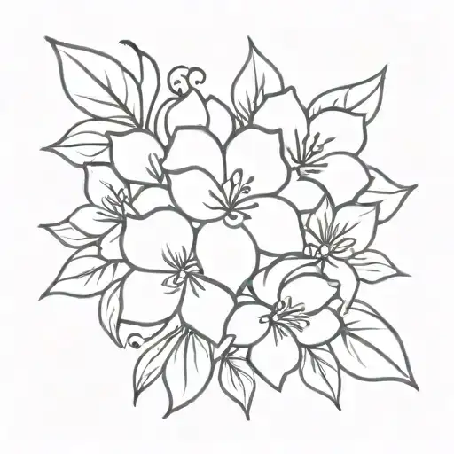 birthmonth flower bouquet february, april, september tattoo design idea