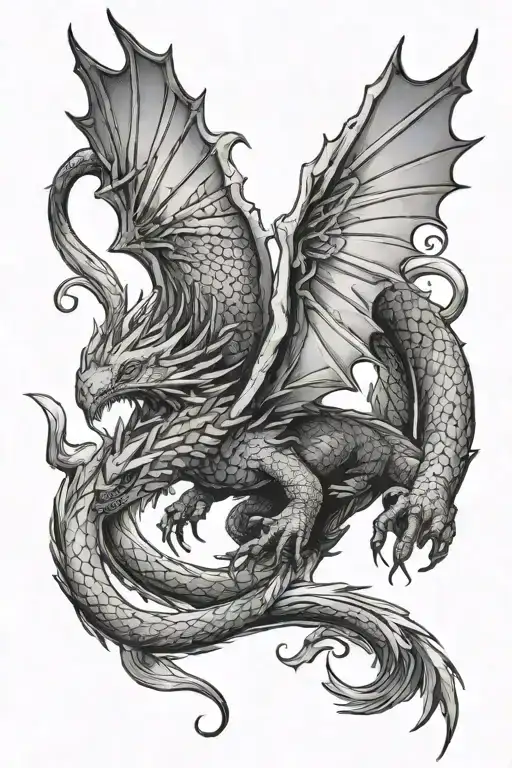 dragon toothless flying bird tattoo design idea