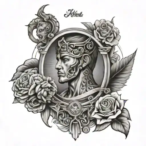 tatto del brazo al cuello of Julio Berne RIP mix with zodiac gemini and Location Leon Mexico tattoo design idea