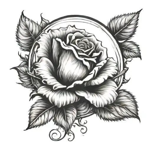 dying rose in glass dome tattoo design idea