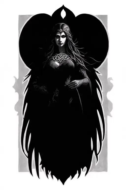 morrigan celtic goddess tattoo design idea
