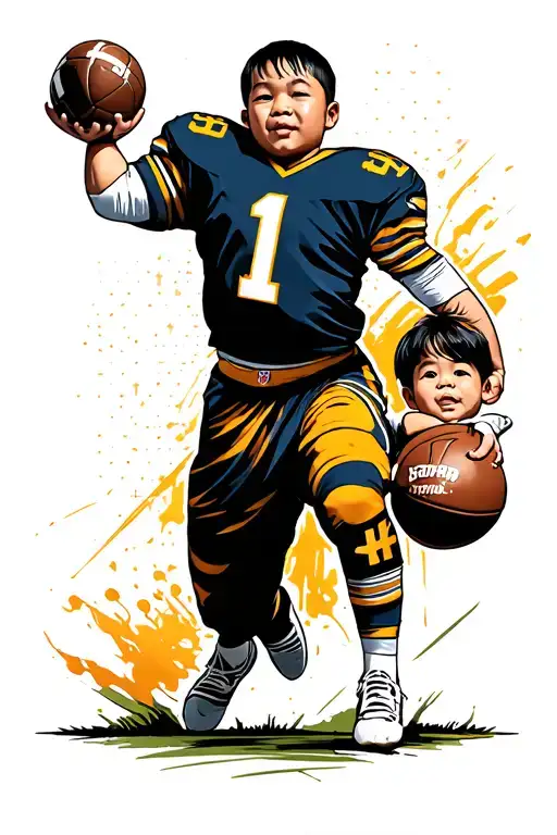 football, kids, legend, big bang, history tattoo design idea