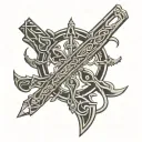 A somewhat ancestral sword in cyber sigilism tattoo and that is not so runic, that is something more tribal tattoo design idea