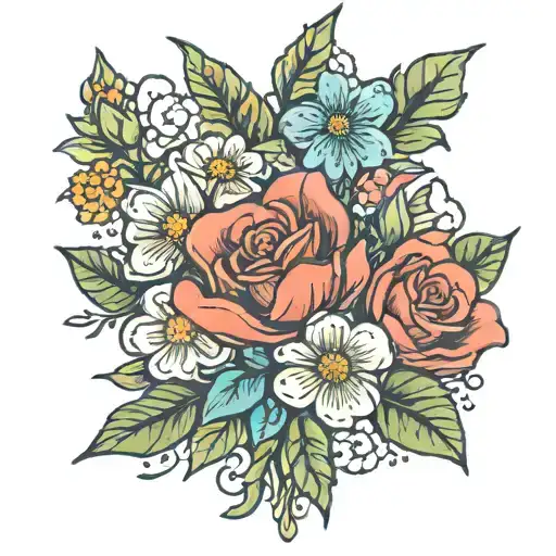 flower bouquet with state flower from Texas Arkansas and Georgia  tattoo design idea