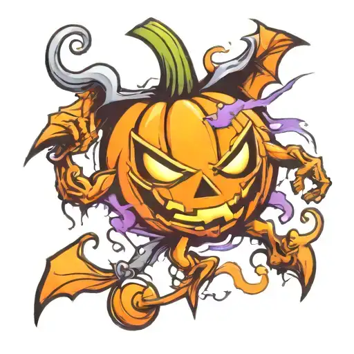 Halloween pumpkin character tattoo design idea