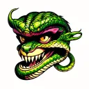 bomb, family name Nittayasit, green goblin head, snake, music tattoo design idea