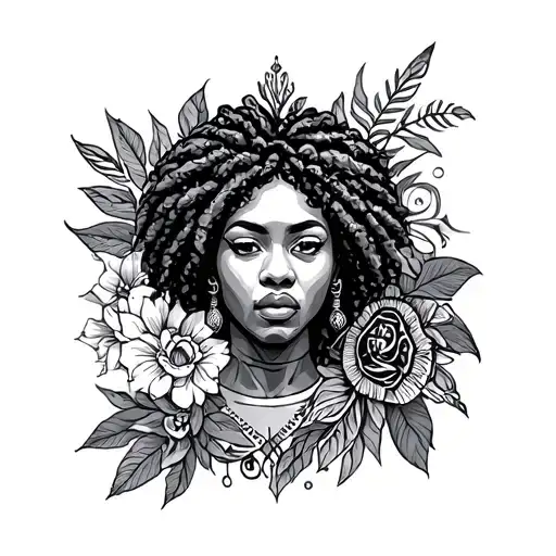 Afrocentric pastlife wisdom courage symbols tattoo design idea