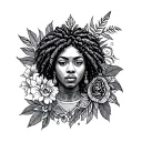 Afrocentric pastlife wisdom courage symbols tattoo design idea