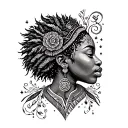 Afrocentric pastlife wisdom courage symbols tattoo design idea