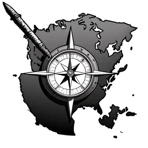 A compass pointing towards British Columbia while Alberta still behind in the picturw tattoo design idea