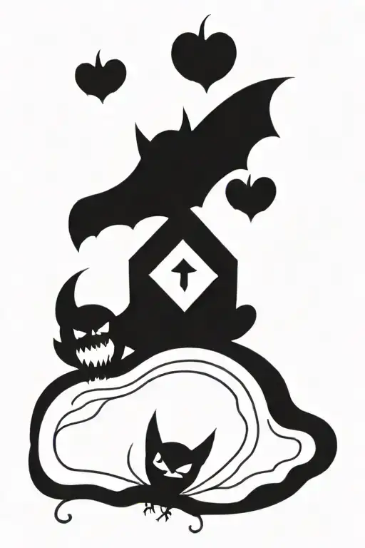 Symbol along with bat tattoo design idea