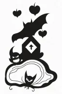 Symbol along with bat tattoo design idea