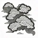 Japanese blackwork clouds tattoo design idea