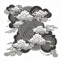 Japanese blackwork clouds tattoo design idea