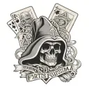 Chicano, Santa Muerte, police car, dice, playing cards, praying hands, phrase "Fortis fortuna adiuv tattoo design idea