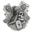 Chicano, Santa Muerte, police car, dice, playing cards, praying hands, phrase "Fortis fortuna adiuv tattoo design idea