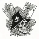 Chicano, Santa Muerte, police car, dice, playing cards, praying hands, phrase "Fortis fortuna adiuv tattoo design idea