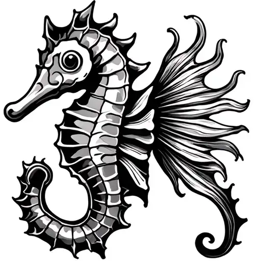 seahorse oneline tattoo design idea