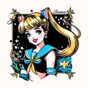 Pinup girl sailor moon tattoo design idea