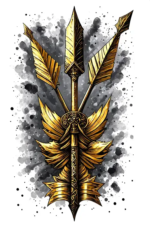 antique gold and petwer arrow weapon tattoo design idea