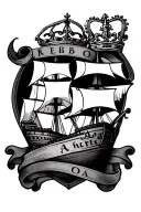 Portugal crest with ship and crown with scroll tattoo around it  tattoo design idea