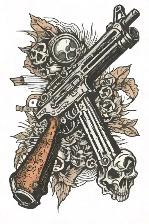 Rust assault rifle tattoo design idea