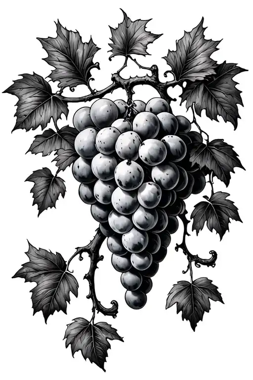 gothic grape vines stipple tattoo design idea