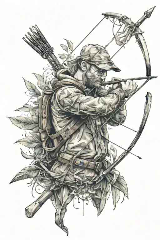 Hunter with bow And arrow design tattoo design idea