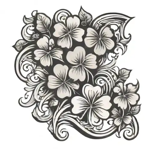 vines and four leaf clovers tattoo design idea