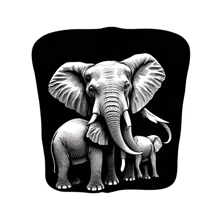 Family Elephant tattoo design idea
