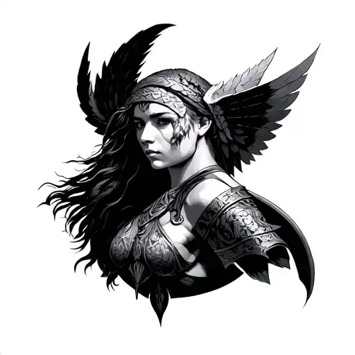 Nordic Valkyrie tattoo design idea