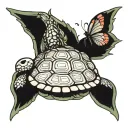 turtle and butterfly  tattoo design idea