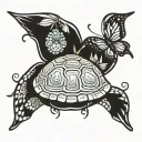 turtle and butterfly  tattoo design idea