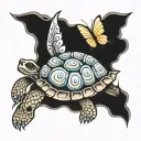 turtle and butterfly  tattoo design idea