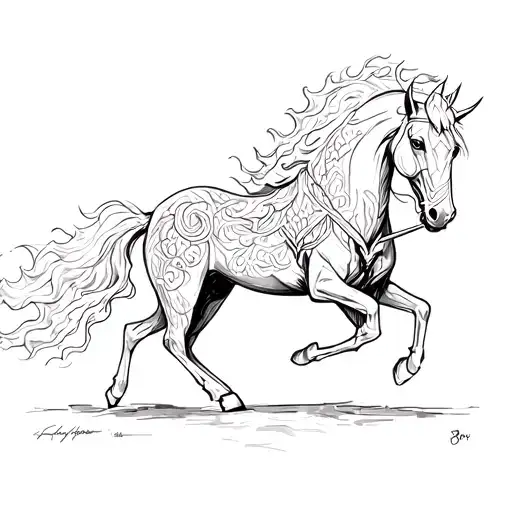 firey demonic horse tattoo design idea