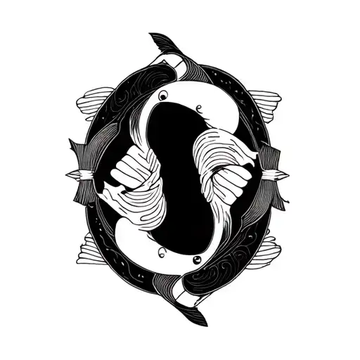 Pisces and Gemini zodiac sign tattoo design idea