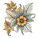 halloween colours , autumn leaves , october 4th 2024, wedding tattoo design idea