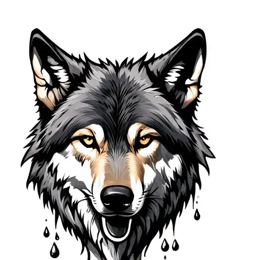 wolf w tear drops tattoo design idea