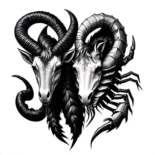 capricorn and scorpio zodiac sign tattoo design idea