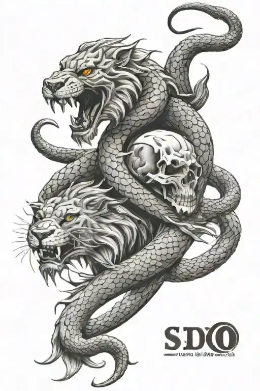 Realistic tattoo sleeve for the whole arm, which can depict a snake, a lion, a Spartan, a skull, a dragon. Tattoo must tattoo design idea