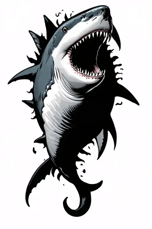 map of cape cod arm shark tattoo design idea