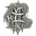 Yahweh written but with dna strand tattoo design idea