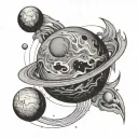 anxiety as a planet tattoo design idea