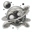 anxiety as a planet tattoo design idea
