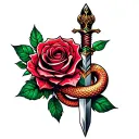 rose dagger snake tattoo design idea