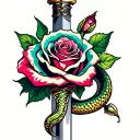 rose dagger snake tattoo design idea