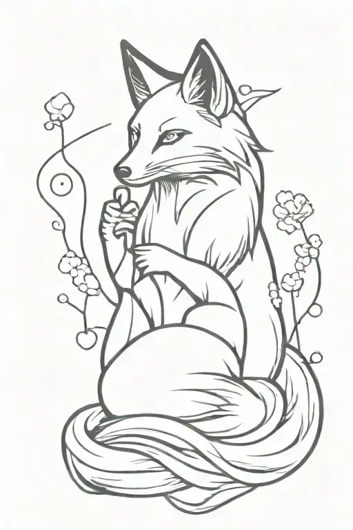 Omamori fox tattoo design idea