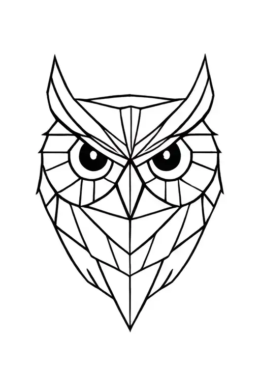 geometric owl head tattoo design idea