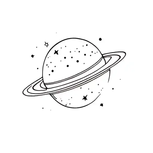Moon And Saturn simple and small tattoo design idea